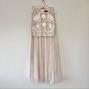 Needle & Thread Beaded Embellished Top Maxi Tulle Skirt Set